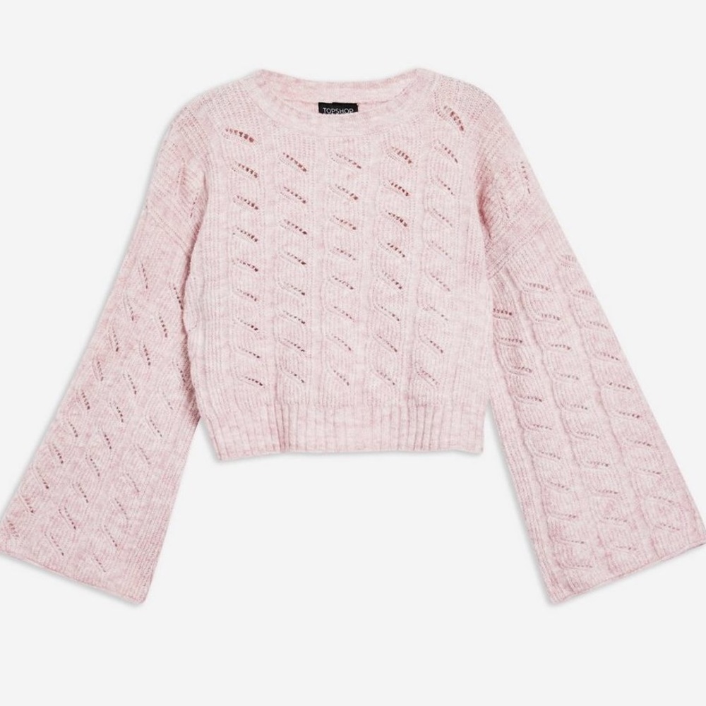 Topshop Cropped Flare Sleeve Sweater